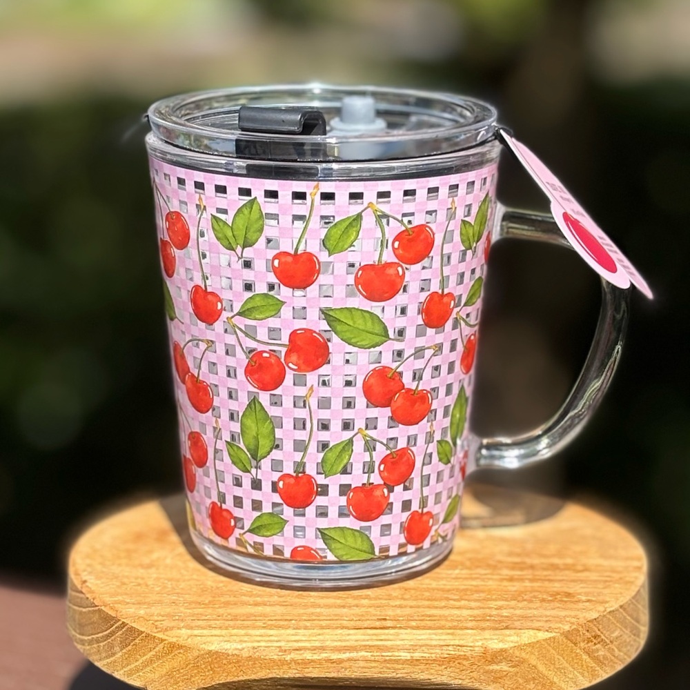 Cherry Glass Lidded Mug
